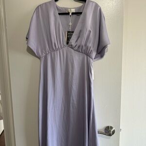 NWT LONG PURPLE WEDDING GUEST BRIDESMAID DRESS SLEEVES
